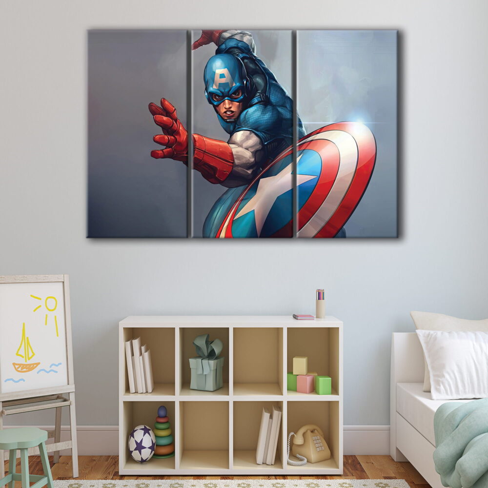 3 panels captain america shield canvas art