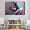 3 panels captain america shield canvas art