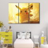 3 panels cute pikachu canvas art