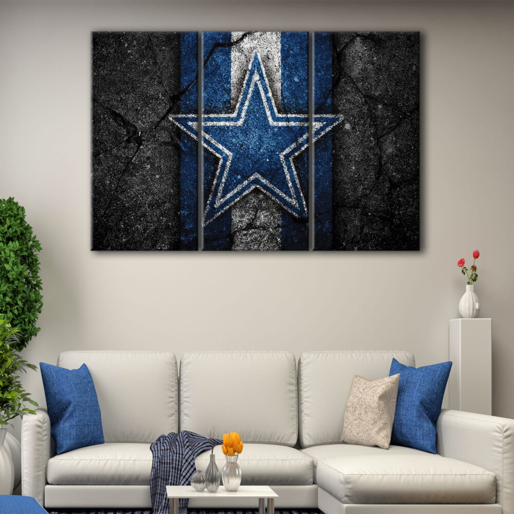 3 panels dallas cowboys logo canvas art