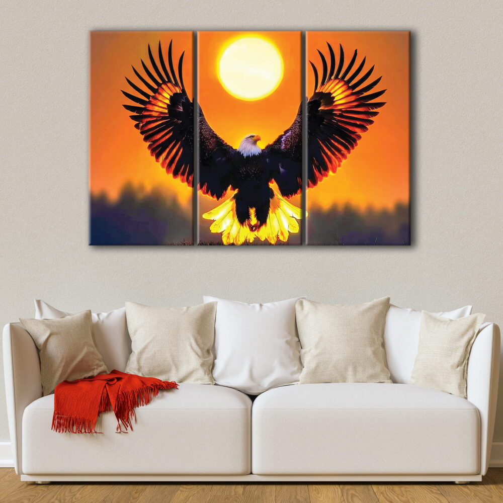 3 panels eagle sunset canvas art