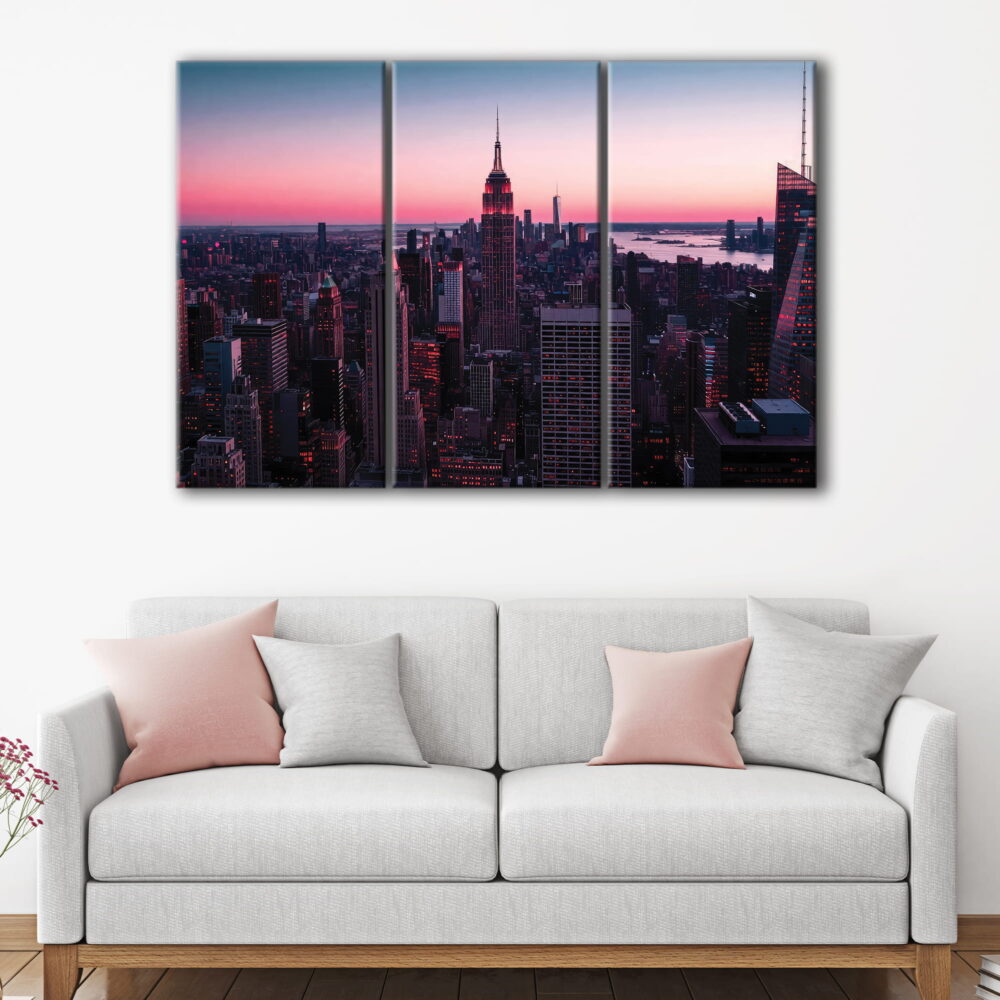 3 panels empire state tower canvas art