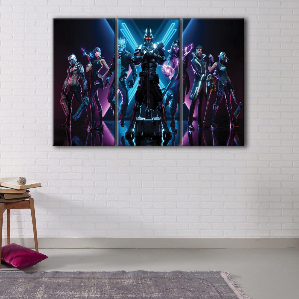3 panels fortnite season x canvas art