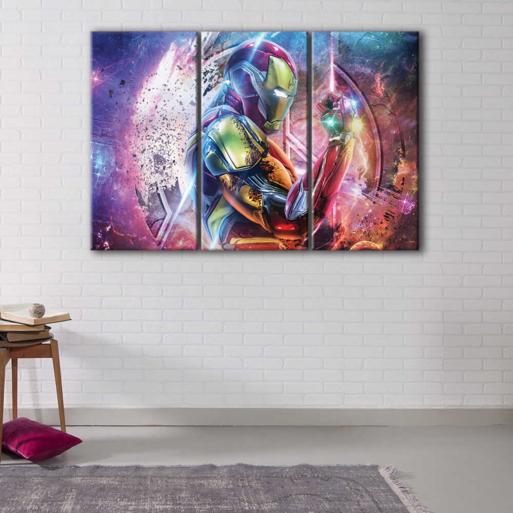 3 panels iron man infinity stones canvas art