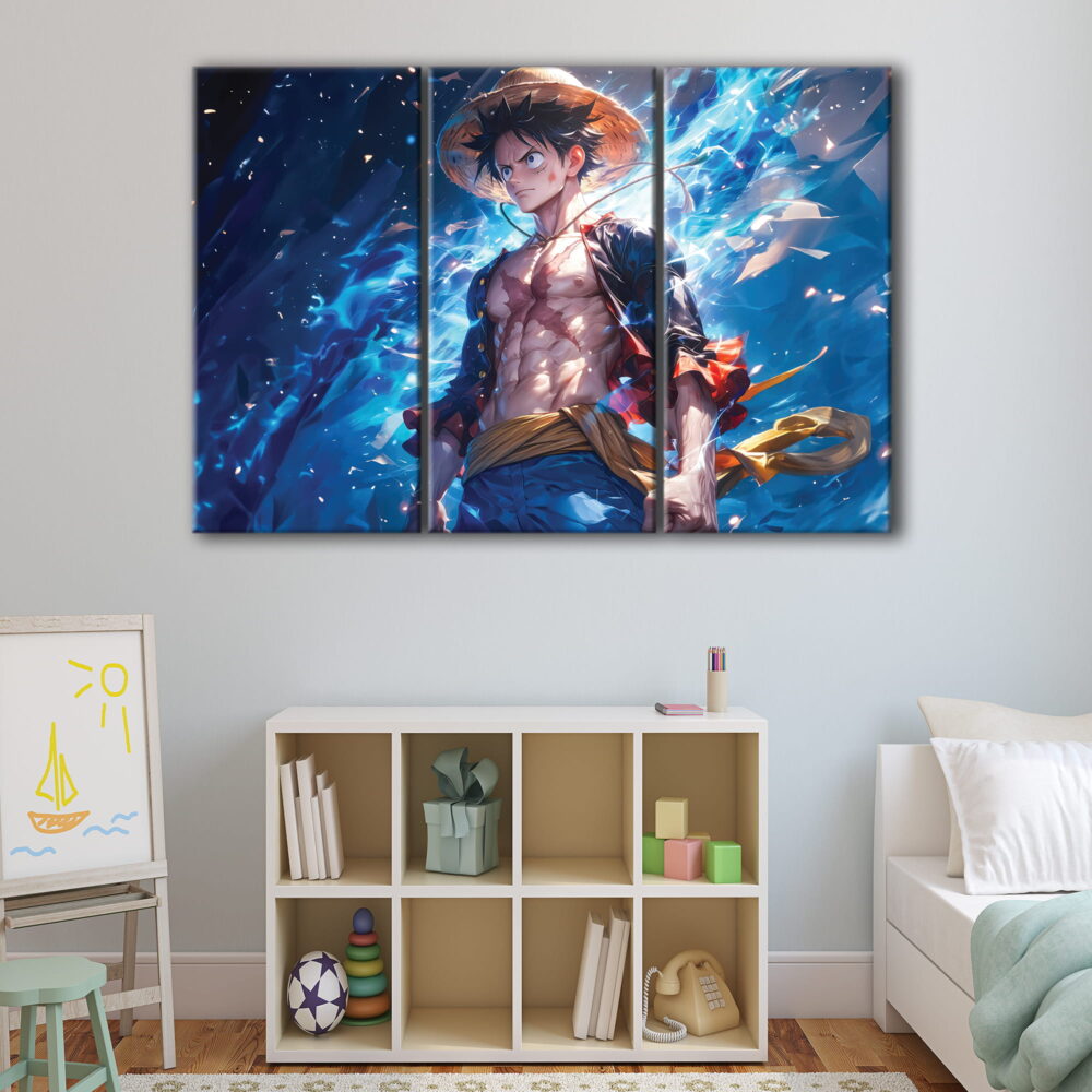 3 panels luffy scar canvas art