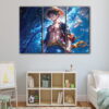 3 panels luffy scar canvas art