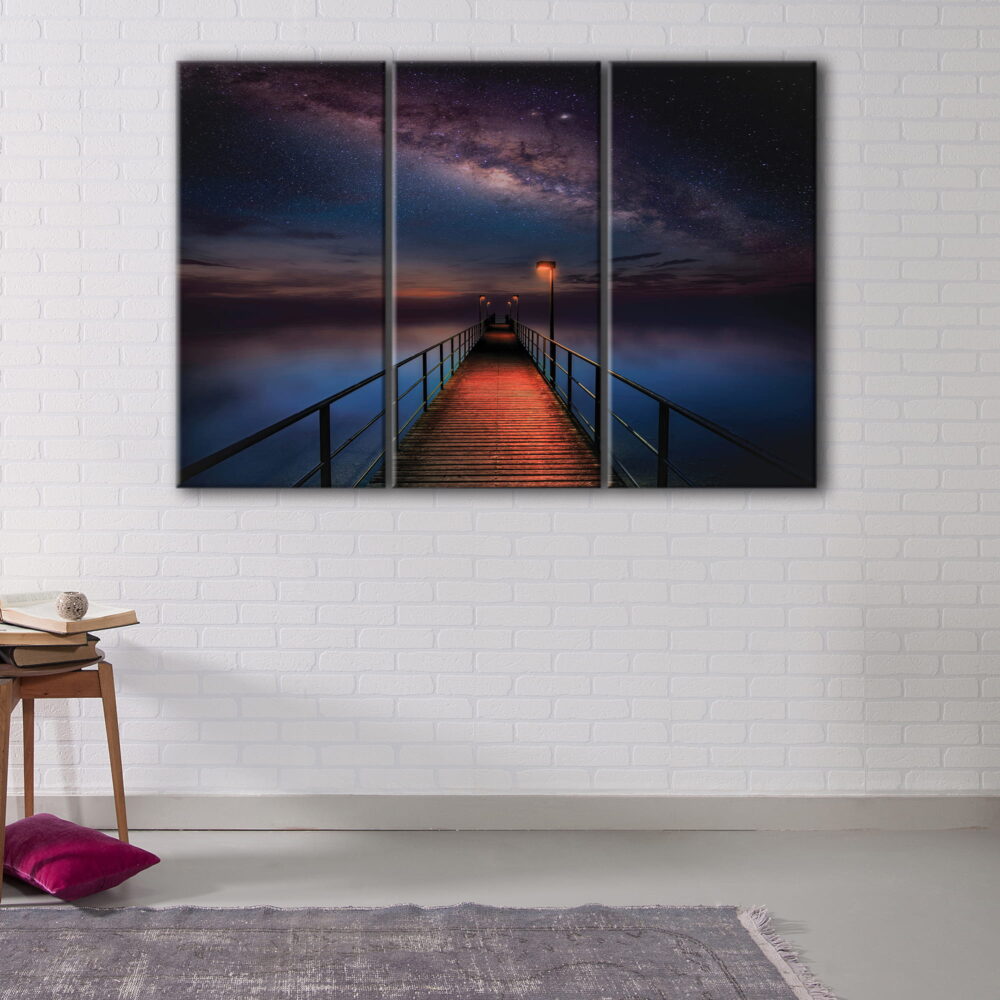 3 panels milky way pier canvas art
