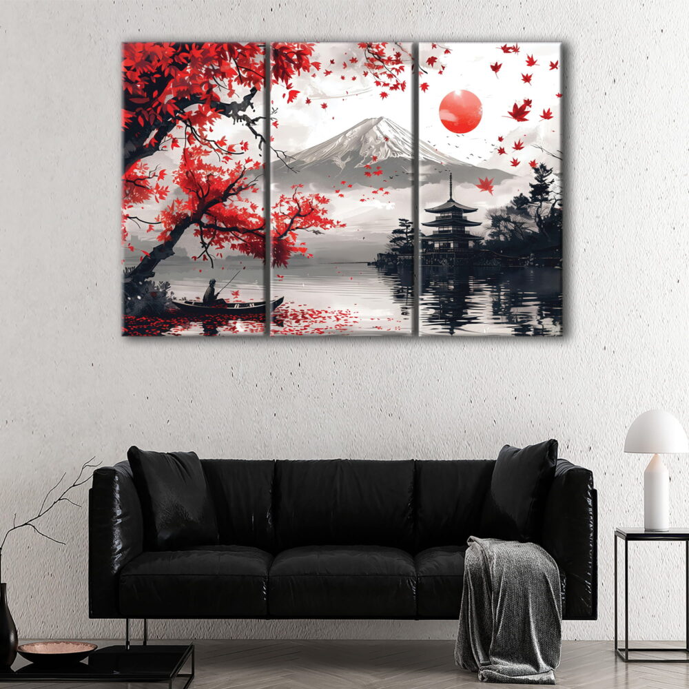 3 panels mount fuji canvas art