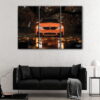 3 panels orange bmw m4 canvas art