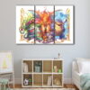 3 panels pokemon red and blue starter evolution canvas art