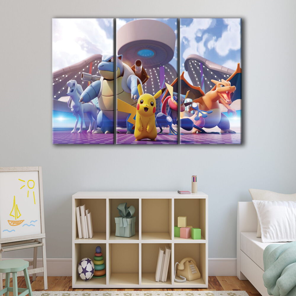 3 panels pokemon unite canvas art