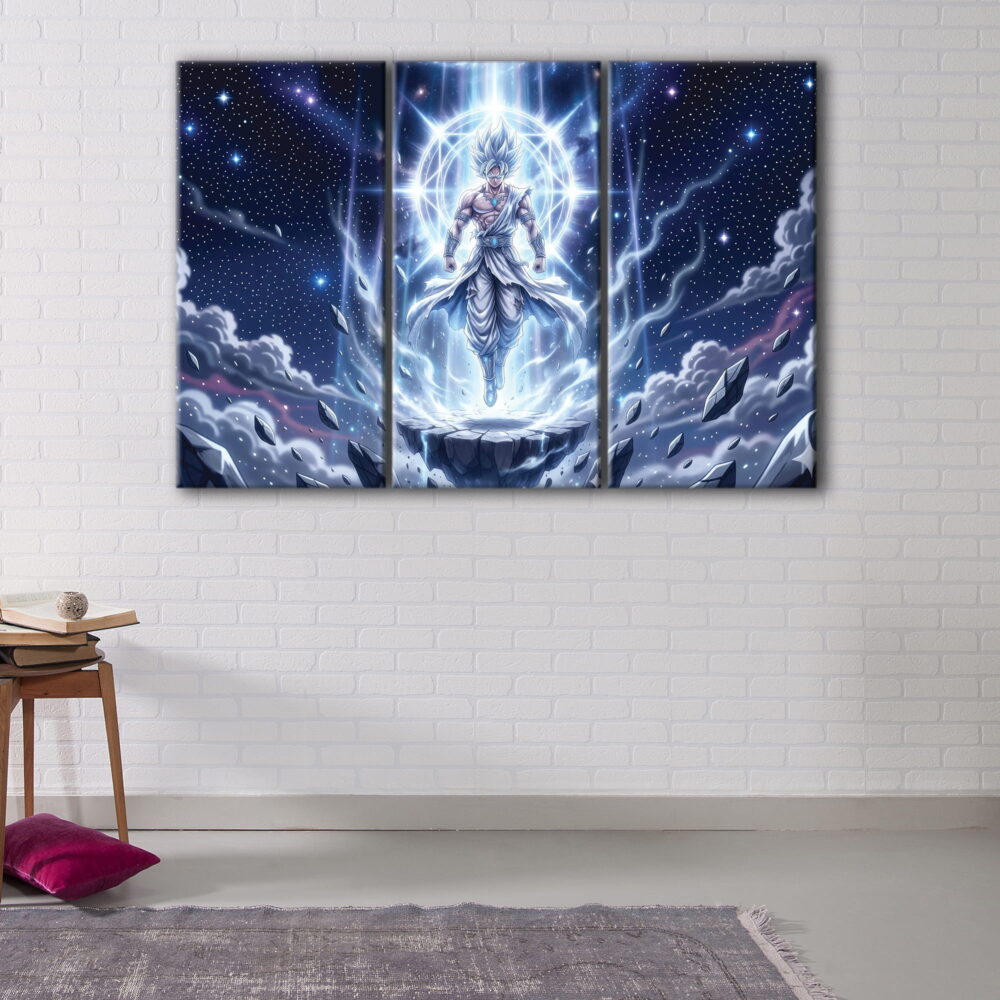 3 panels ssj blue canvas art