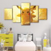 5 panels cute pikachu canvas art