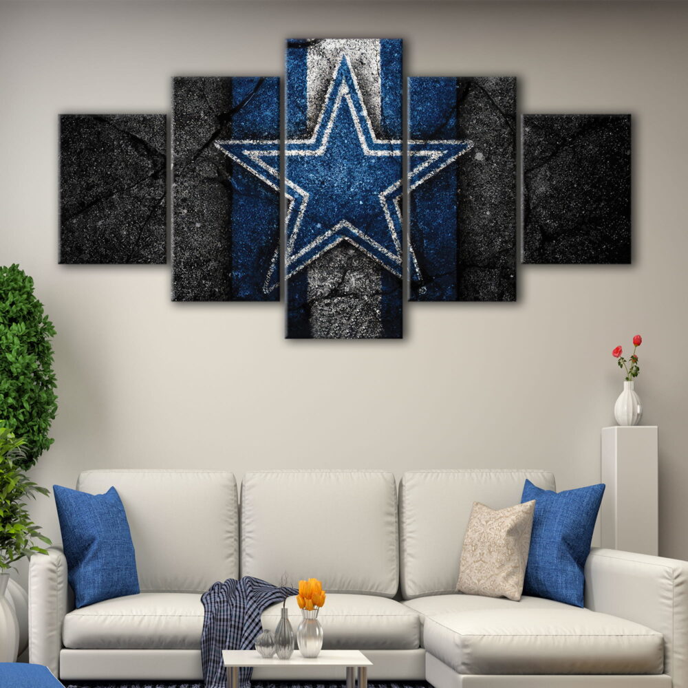 5 panels dallas cowboys logo canvas art