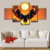 5 panels eagle sunset canvas art