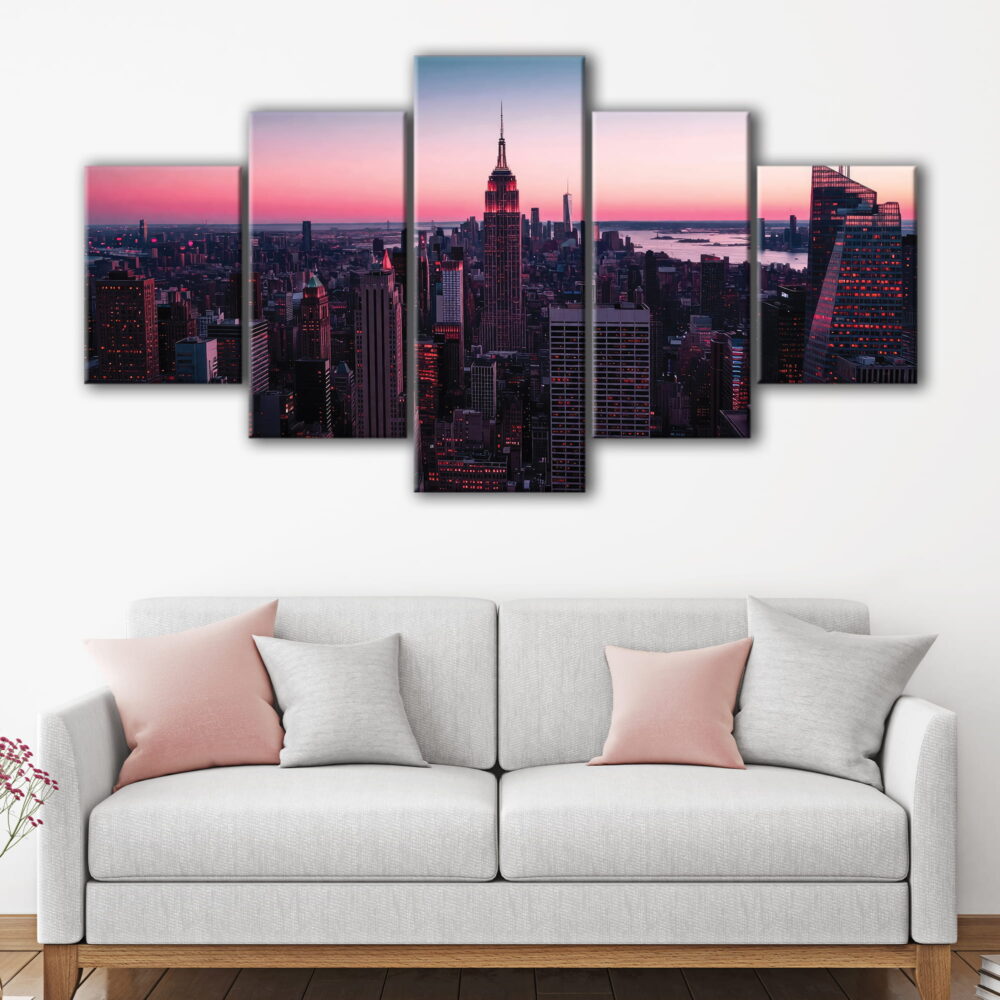 5 panels empire state tower canvas art