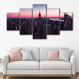 5 panels empire state tower canvas art