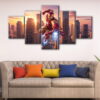 5 panels iron man attack canvas art