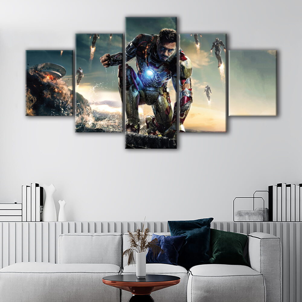 5 panels iron man fury canvas art