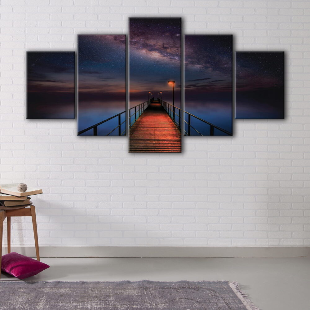 5 panels milky way pier canvas art