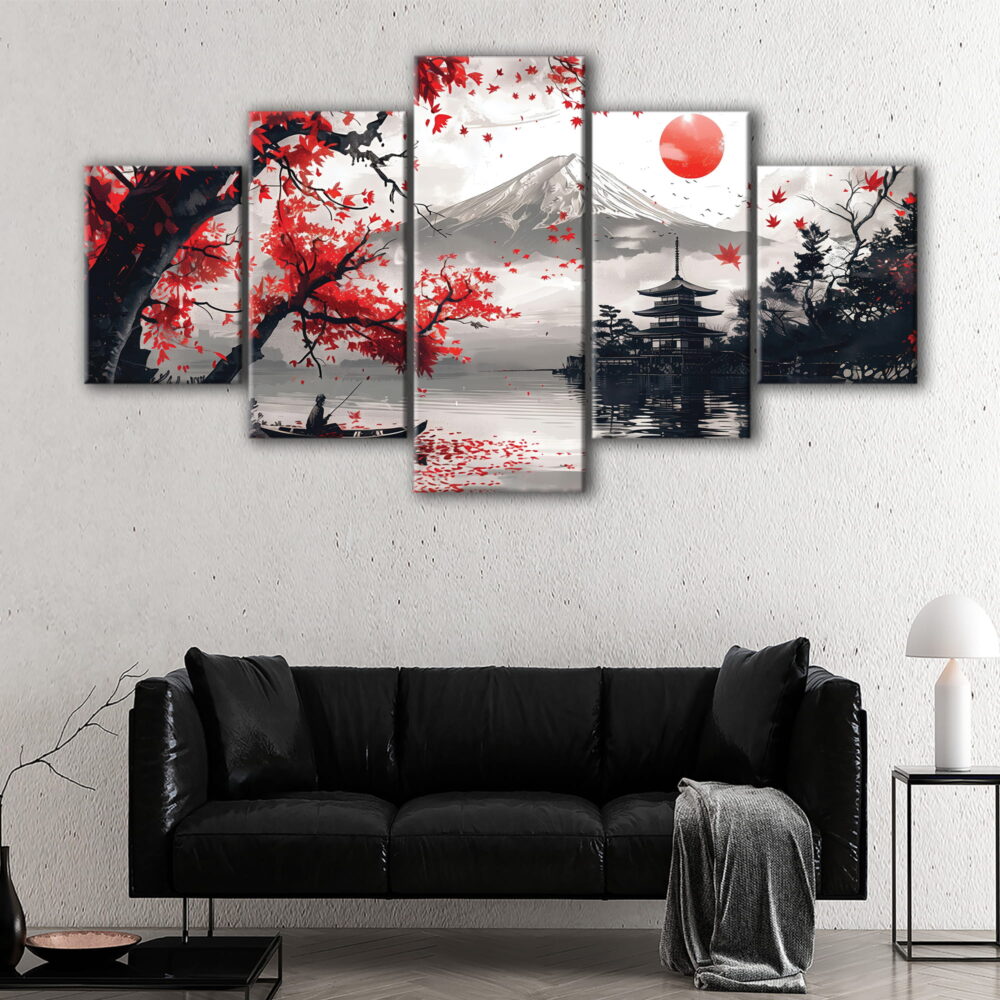 5 panels mount fuji canvas art