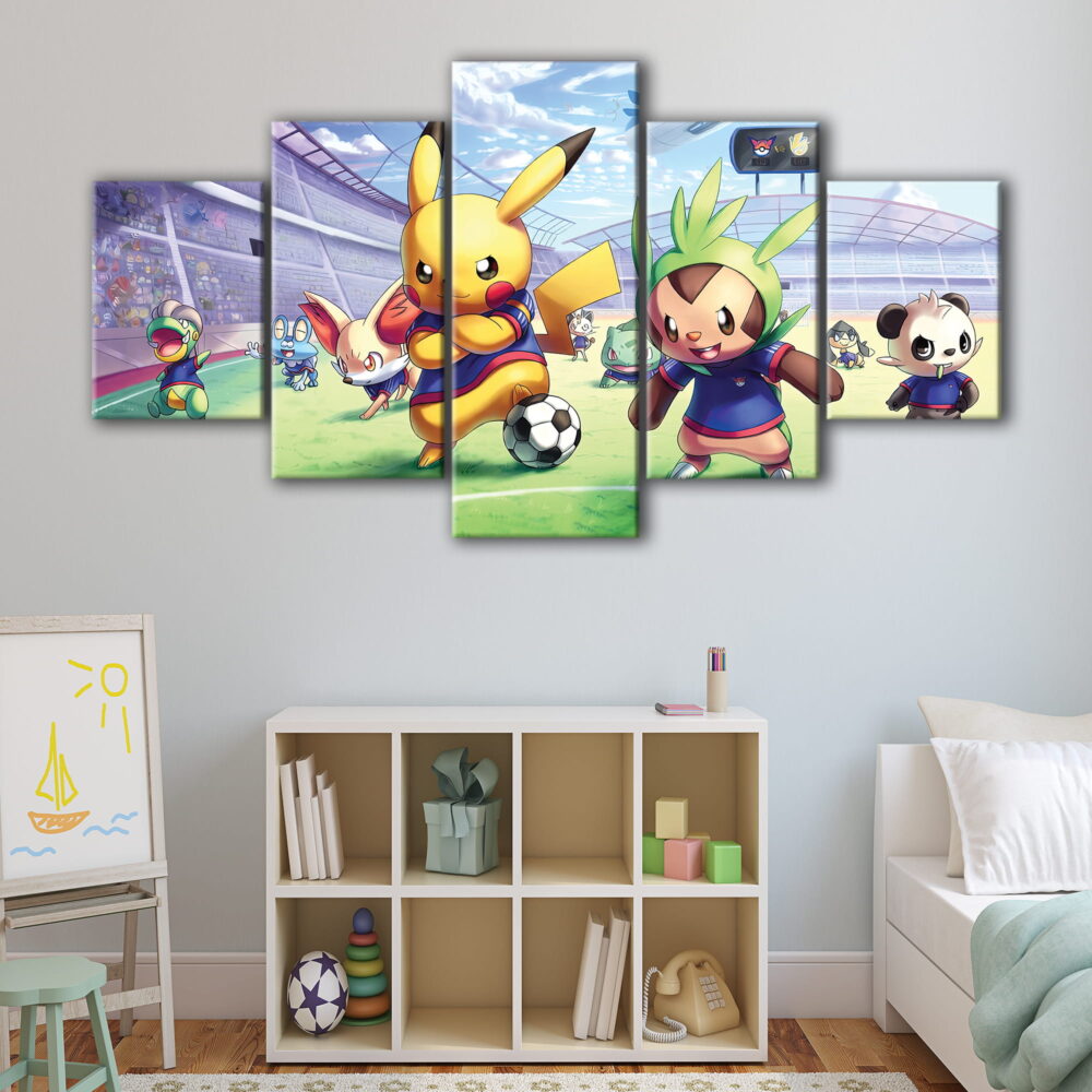 5 panels pokemon team canvas art