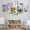 5 panels pokemon team canvas art
