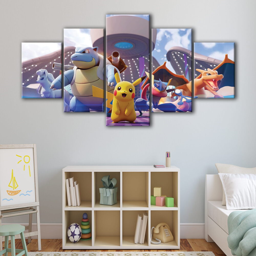 5 panels pokemon unite canvas art