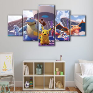 5 panels pokemon unite canvas art