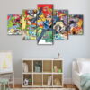 5 panels pokemon world canvas art