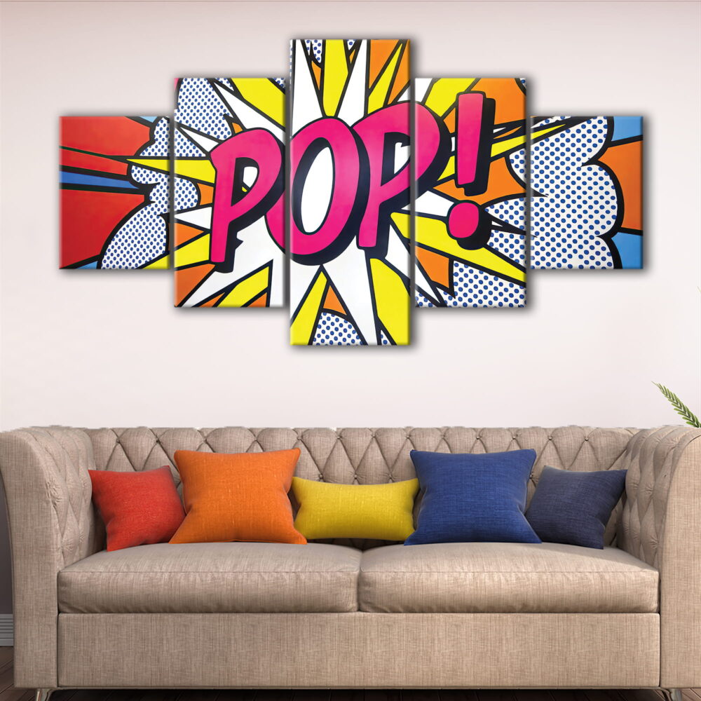 5 panels pop art explosion canvas art