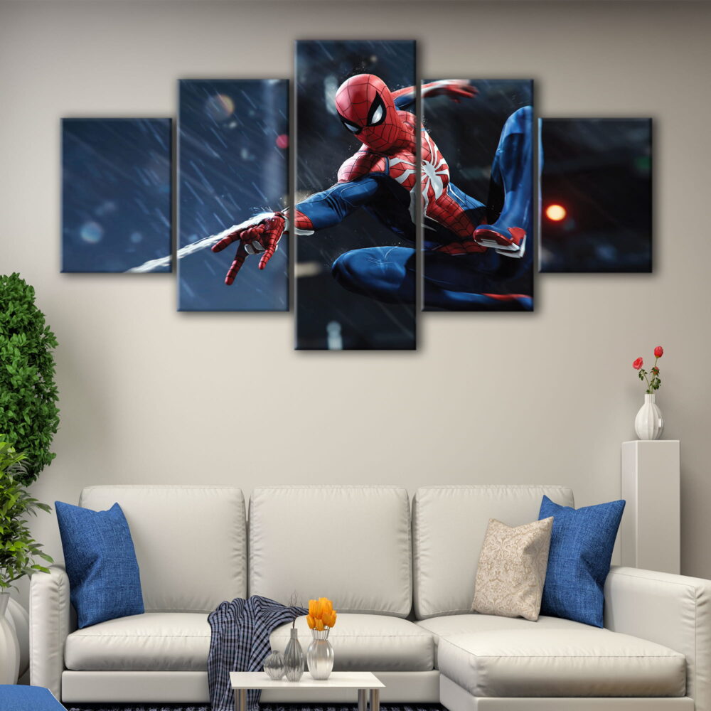 5 panels spider man insomniac games canvas art