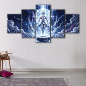 5 panels ssj blue canvas art