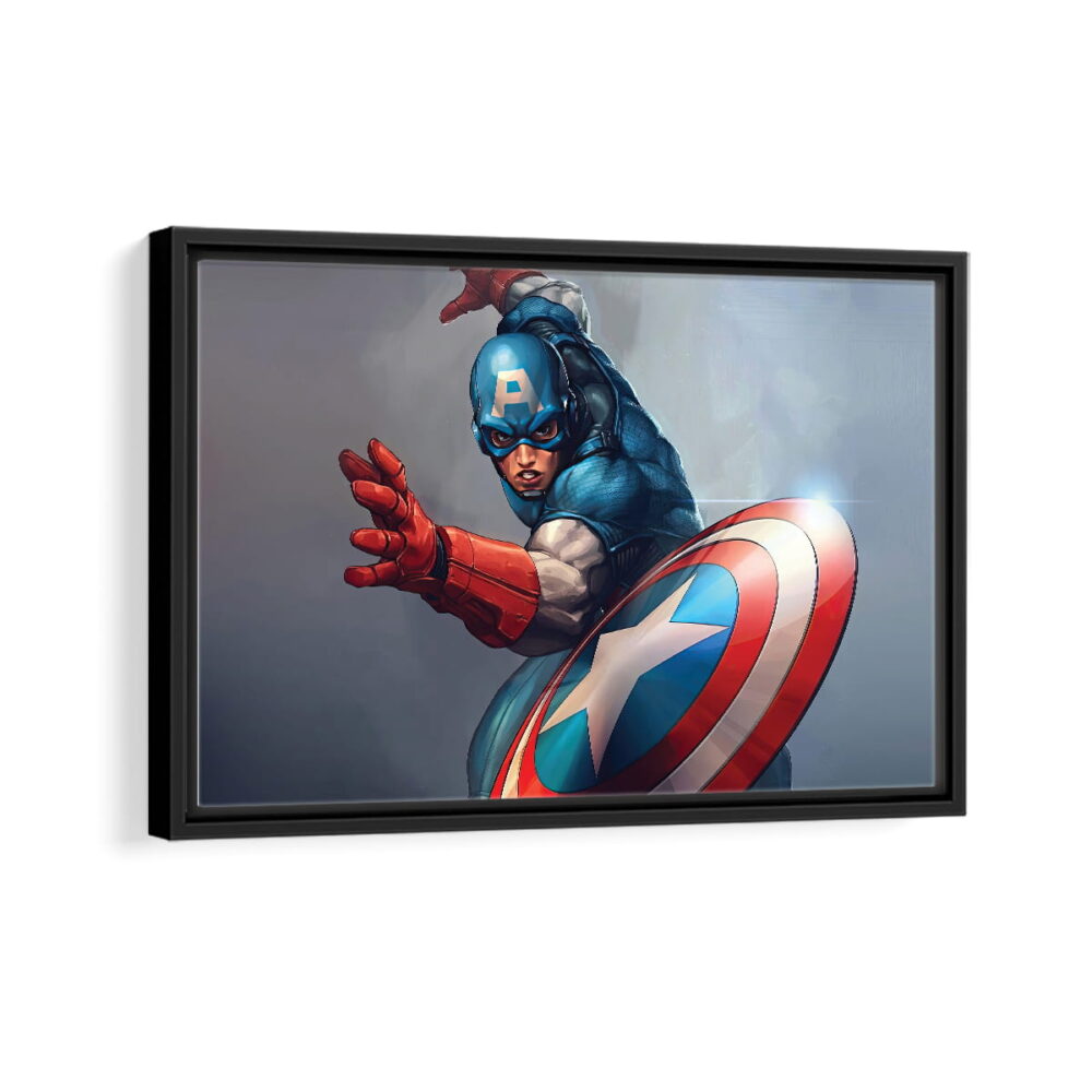 captain america shield framed canvas black frame