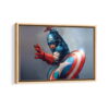 captain america shield framed canvas natural beige