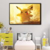 cute pikachu floating frame canvas