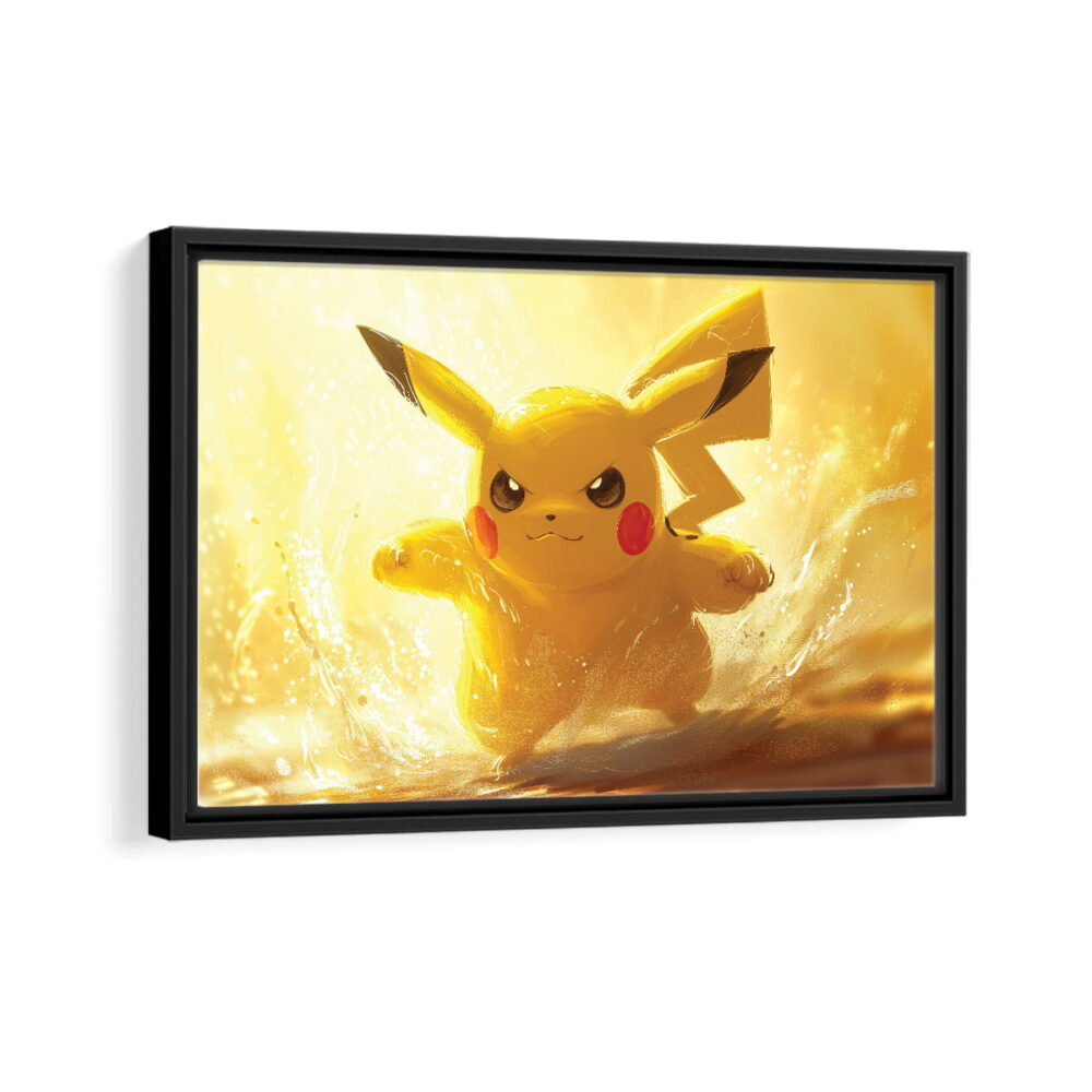 cute pikachu framed canvas black frame