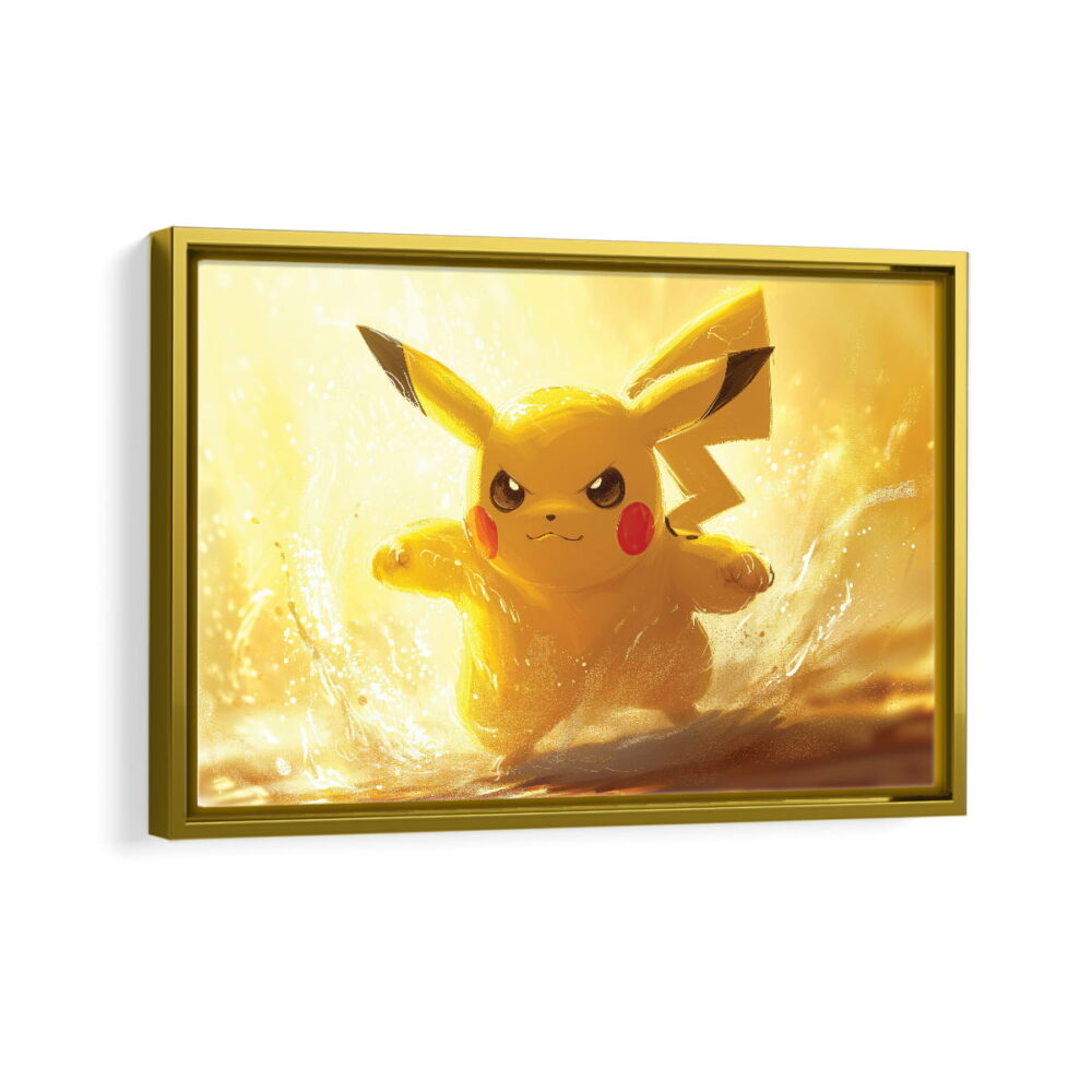 cute pikachu framed canvas gold frame