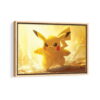 cute pikachu framed canvas natural beige
