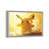 cute pikachu framed canvas white frame