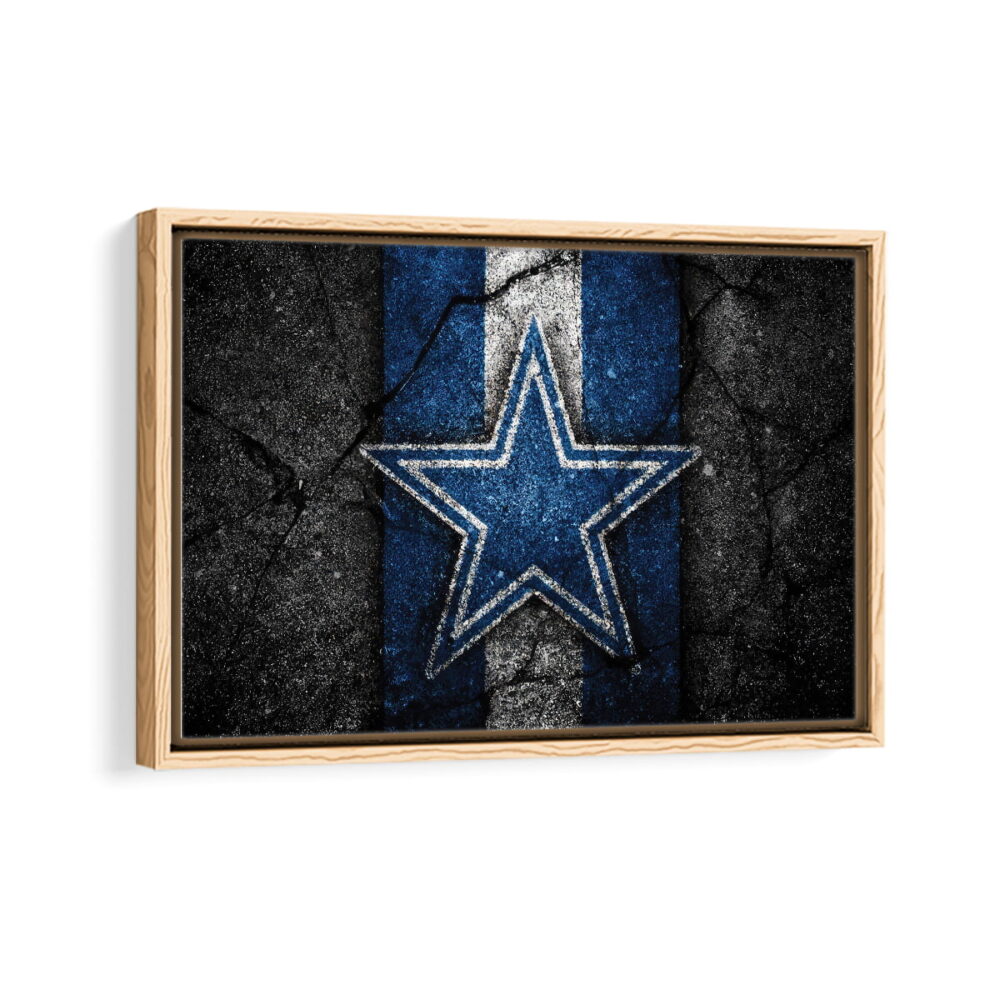dallas cowboys logo framed canvas natural beige