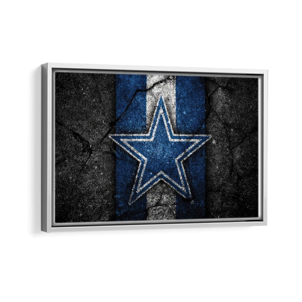 dallas cowboys logo framed canvas white frame
