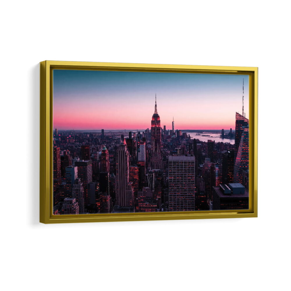 empire state tower framed canvas gold frame