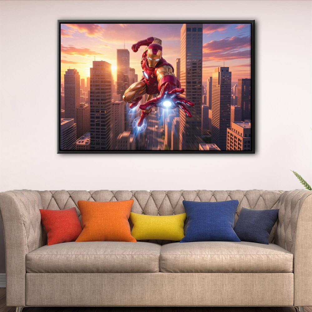 iron man attack floating frame canvas