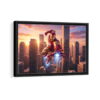 iron man attack framed canvas black frame