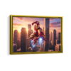 iron man attack framed canvas gold frame