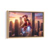iron man attack framed canvas natural beige
