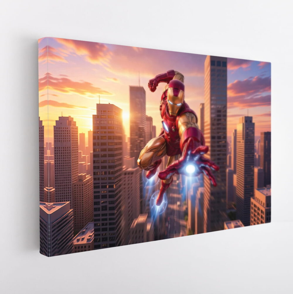 iron man attack stretched canvas