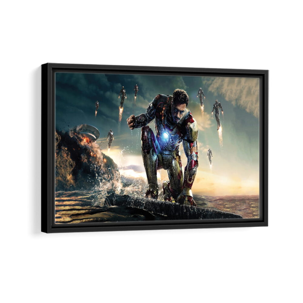 iron man fury framed canvas black frame