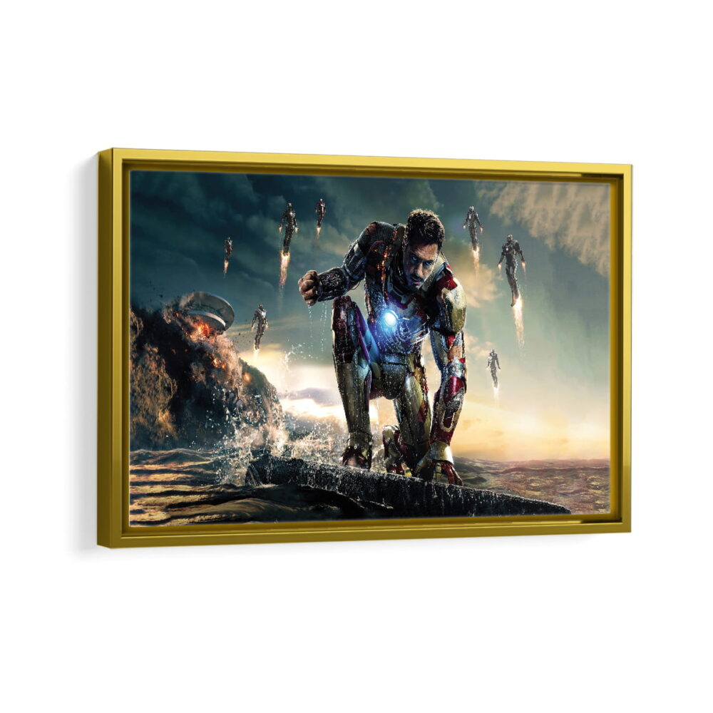 iron man fury framed canvas gold frame